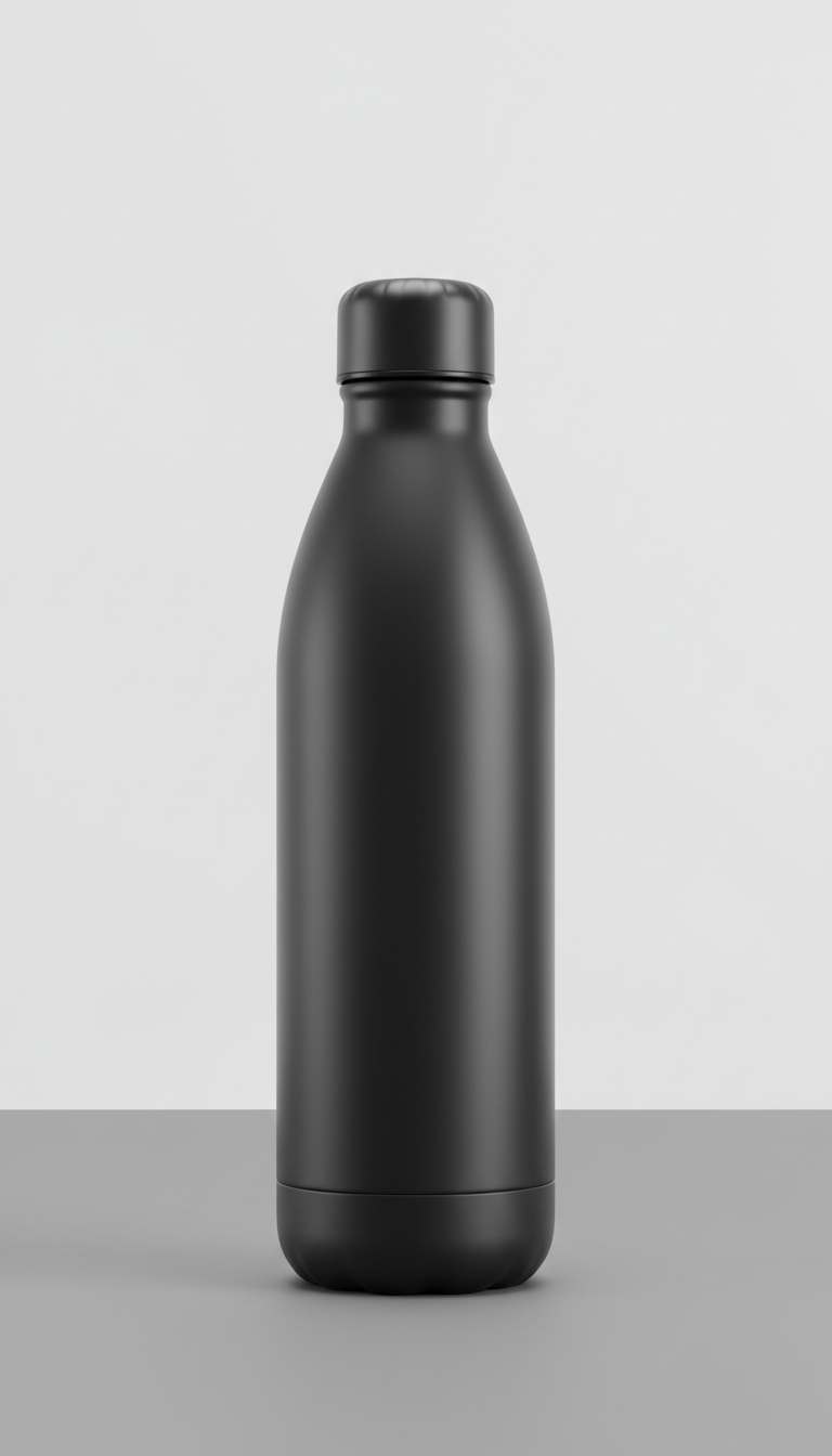 Insulated water bottle in onyx black